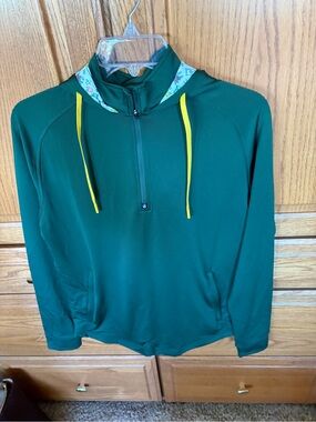 Swannies Golf Men's Green Half-Zip Hoodie with Yellow Drawstrings